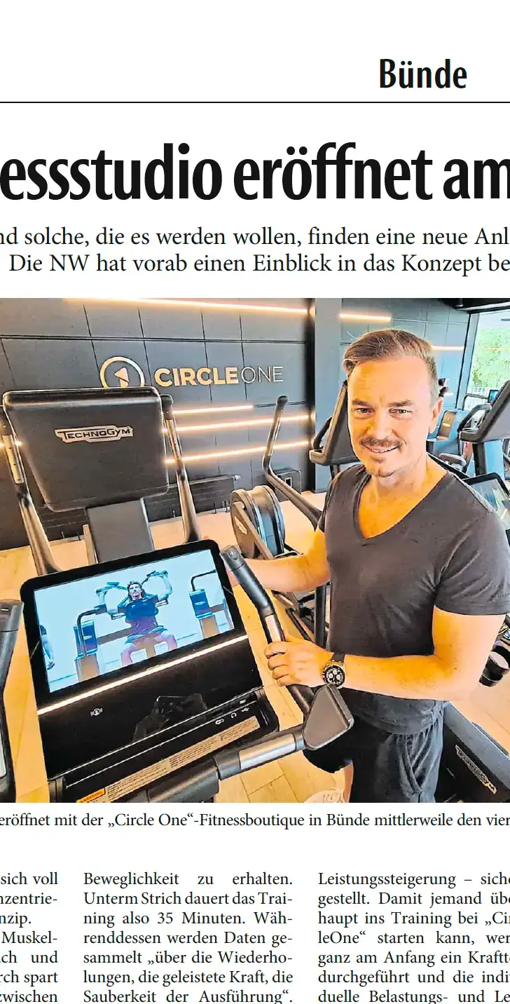 Original-Zeitungsartikel: Neues Fitnessstudio eröffnet am Ärztezentrum, Neue Westfälische 06/2024