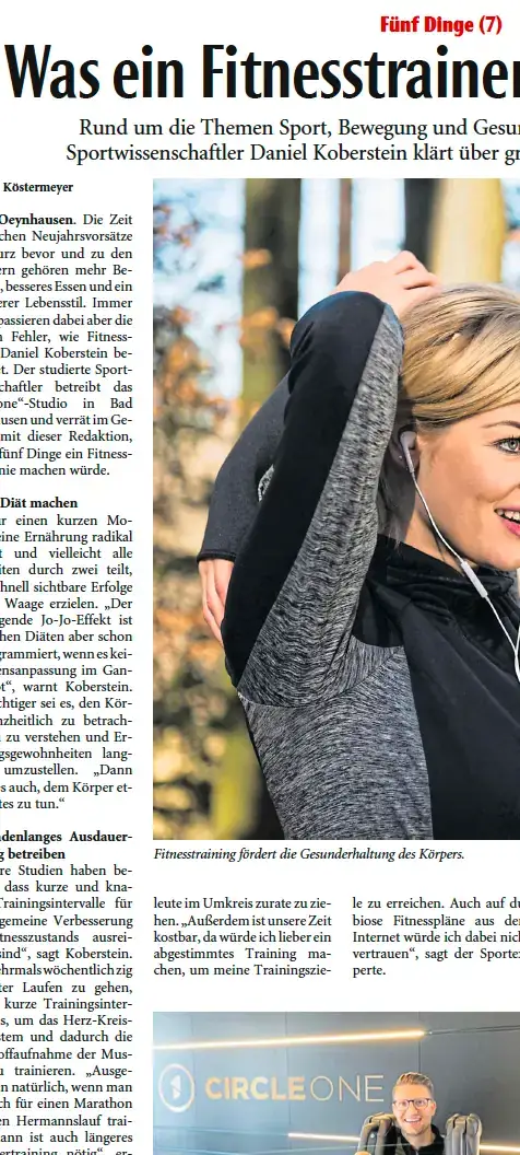Original-Zeitungsartikel: Was ein Fitnesstrainer nie tun würde, Neue Westfälische 11/2023