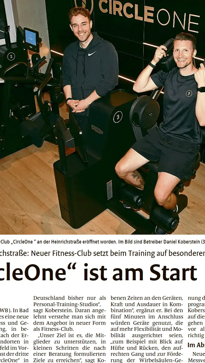Zeitungsartikel: „CircleOne“ ist am Start (Westfalenblatt Bad Oeynhausen)